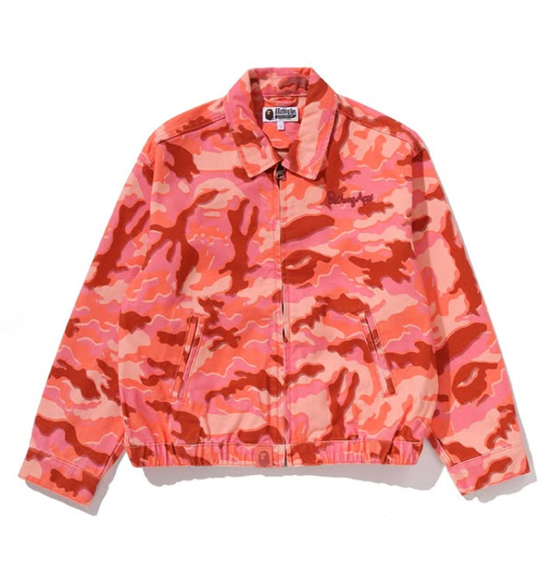 A BATHING APE Ladies' GLITCH WOODLAND CAMO BATHING APE LOGO WORKER JACKET