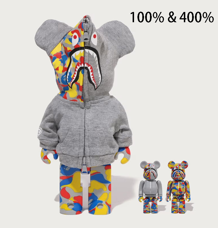 A BATHING APE BAPE x MEDICOM TOY 30TH ANNIV. SHARK HOODIE BEARBRICK 100% & 400% Set