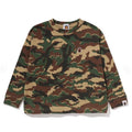 A BATHING APE BAPE KIDS GLITCH WOODLAND CAMO ONE POINT RELAXED FIT L/S TEE