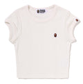 A BATHING APE Ladies' STA PATTERN JACQUARD APE HEAD ONE POINT CROPPED TEE