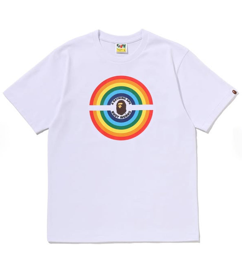 A BATHING APE RAINBOW LOGO BUSY WORKS TEE