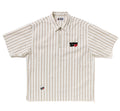 A BATHING APE BAPE STRIPE HALF-ZIP S/S SHIRT