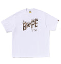 A BATHING APE WILD LEOPARD PATTERN BAPE STA LOGO RELAXED FIT TEE