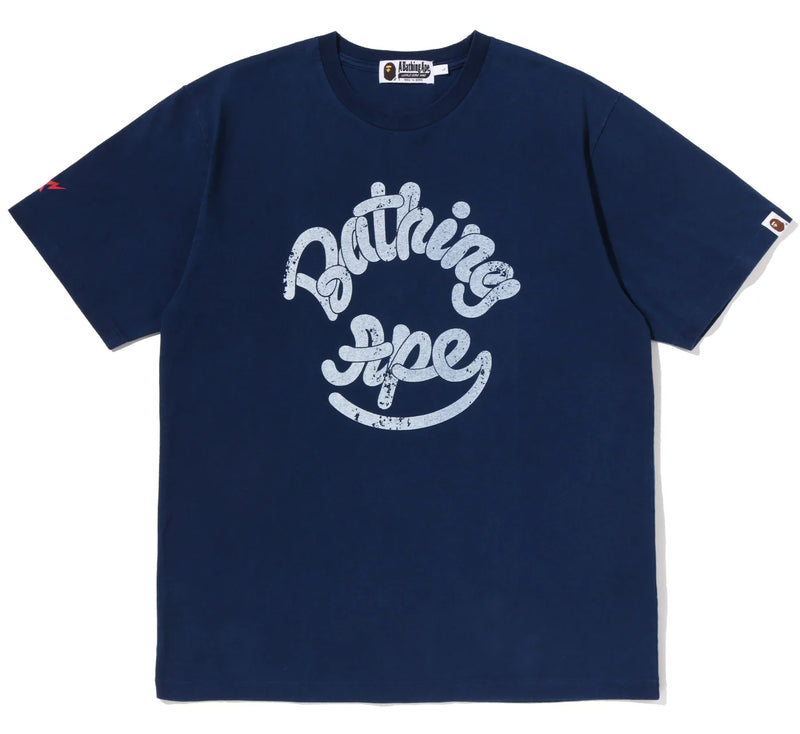 A BATHING APE JAPAN DENIM COLLECTION LOGO INDIGO TEE