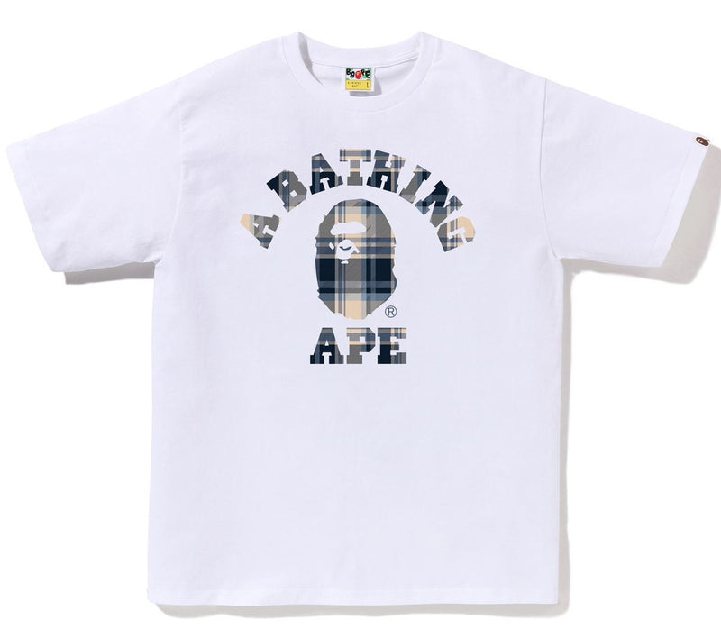 A BATHING APE BAPE CHECK COLLEGE TEE