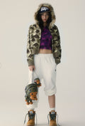 A BATHING APE Ladies' COLOR CAMO SHORT FUR SLIM TEE