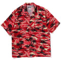 A BATHING APE PLAM TREE CAMO OPEN COLLAR POCKET SS SHIRT