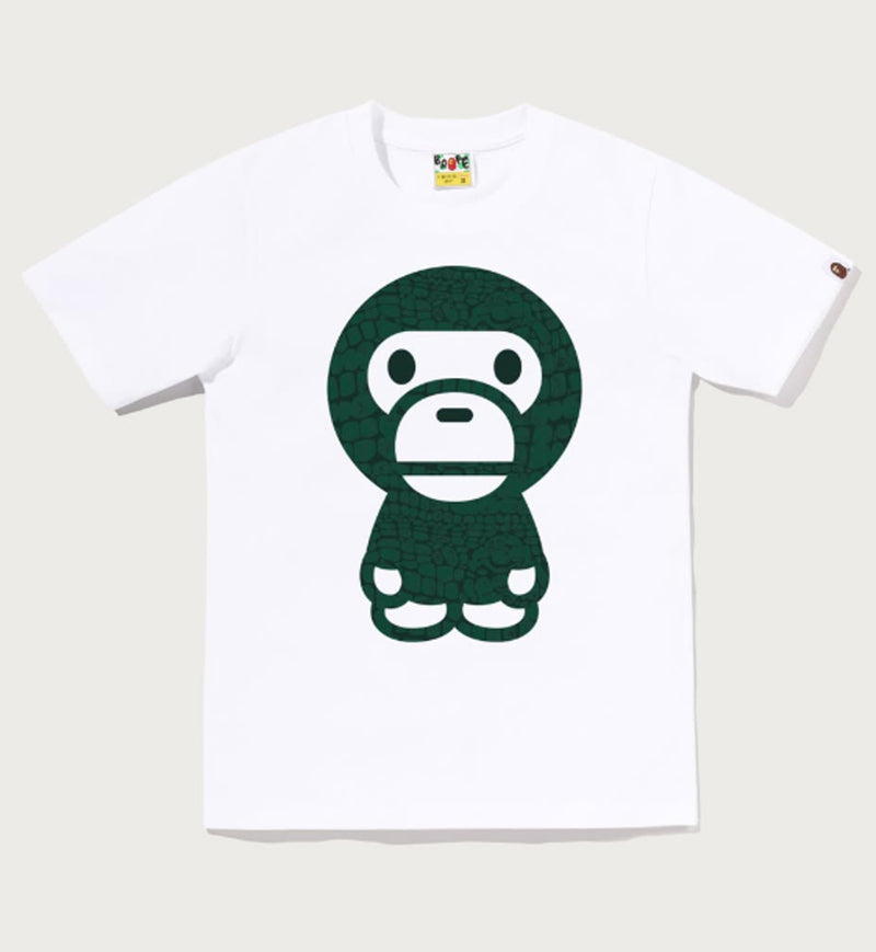 A BATHING APE Ladies' CROC PATTERN BIG BABY MILO TEE
