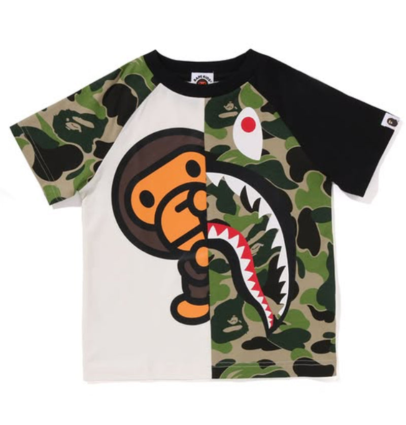 A BATHING APE BAPE KIDS ABC CAMO SHARK MILO TEE