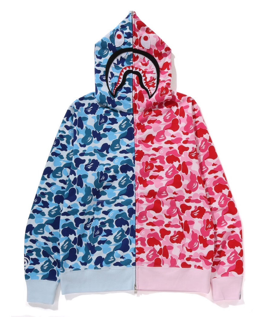 A BATHING APE ABC CAMO SEPARATE SHARK FULL ZIP HOODIE 
