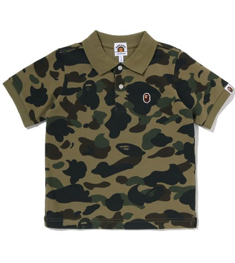 A BATHING APE BAPE KIDS 1ST CAMO ONE POINT POLO SHIRT