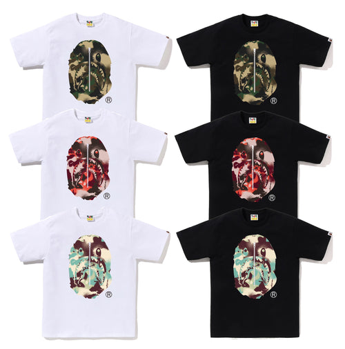 A BATHING APE MAP CAMO APE HEAD SHARK TEE