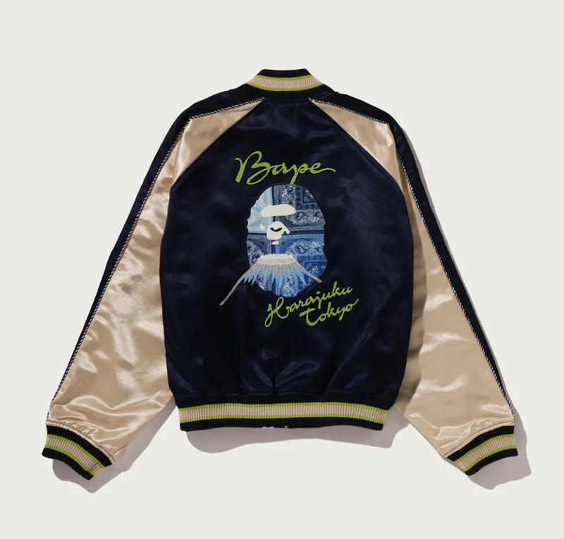 A BATHING APE Ladies' PAISLEY PATTERN APE HEAD SOUVENIR JACKET
