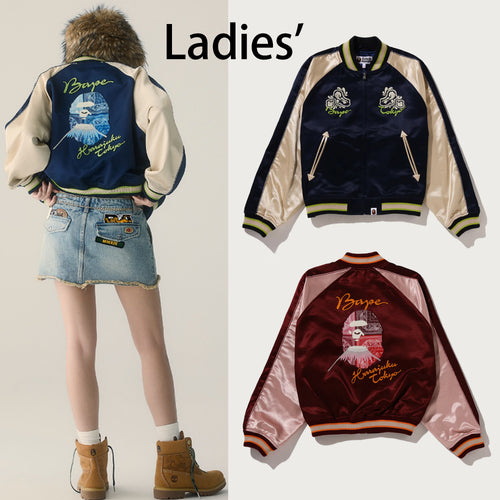 A BATHING APE Ladies' PAISLEY PATTERN APE HEAD SOUVENIR JACKET