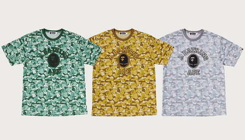 A BATHING APE BAPE CARD CAMO COLLEGE TEE ( ONLINE EXCLUSIVE )