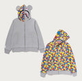 A BATHING APE BAPE x MEDICOM TOY 30TH ANNIV. BE@R SHARK FULL ZIP REVERSIBLE HOODIE