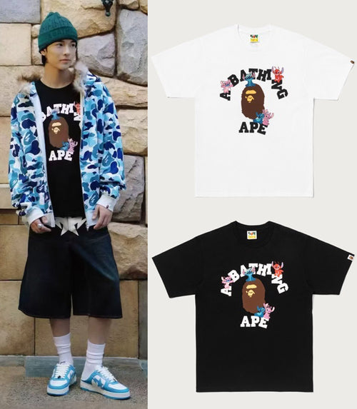 A BATHING APE BAPE x DISNEY STITCH AND FRIENDS COLLEGE TEE