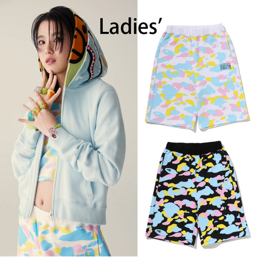 A BATHING APE Ladies' NEW MULTI CAMO SWEAT SHORTS