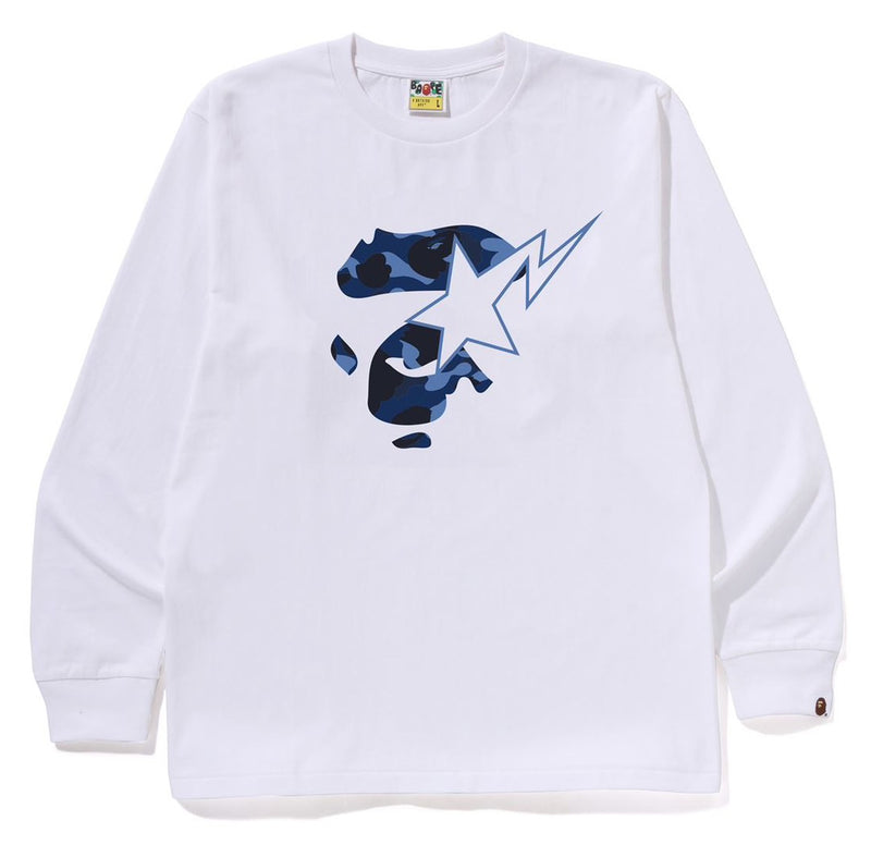 A BATHING APE COLOR CAMO APE FACE STA L/S TEE