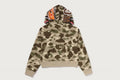 A BATHING APE Ladies' COLOR CAMO FUR SHARK CROPPED ZIP HOODIE
