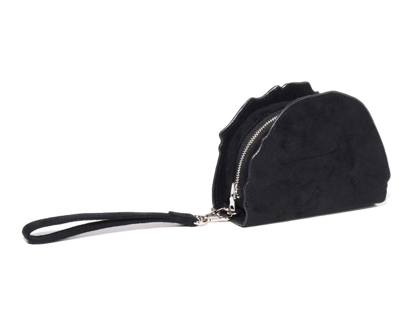 A BATHING APE APE HEAD SUEDE EMBOSSED POUCH