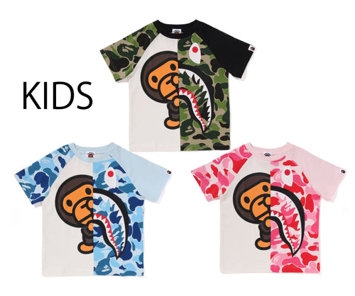 A BATHING APE BAPE KIDS ABC CAMO SHARK MILO TEE