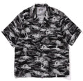 A BATHING APE PLAM TREE CAMO OPEN COLLAR POCKET SS SHIRT