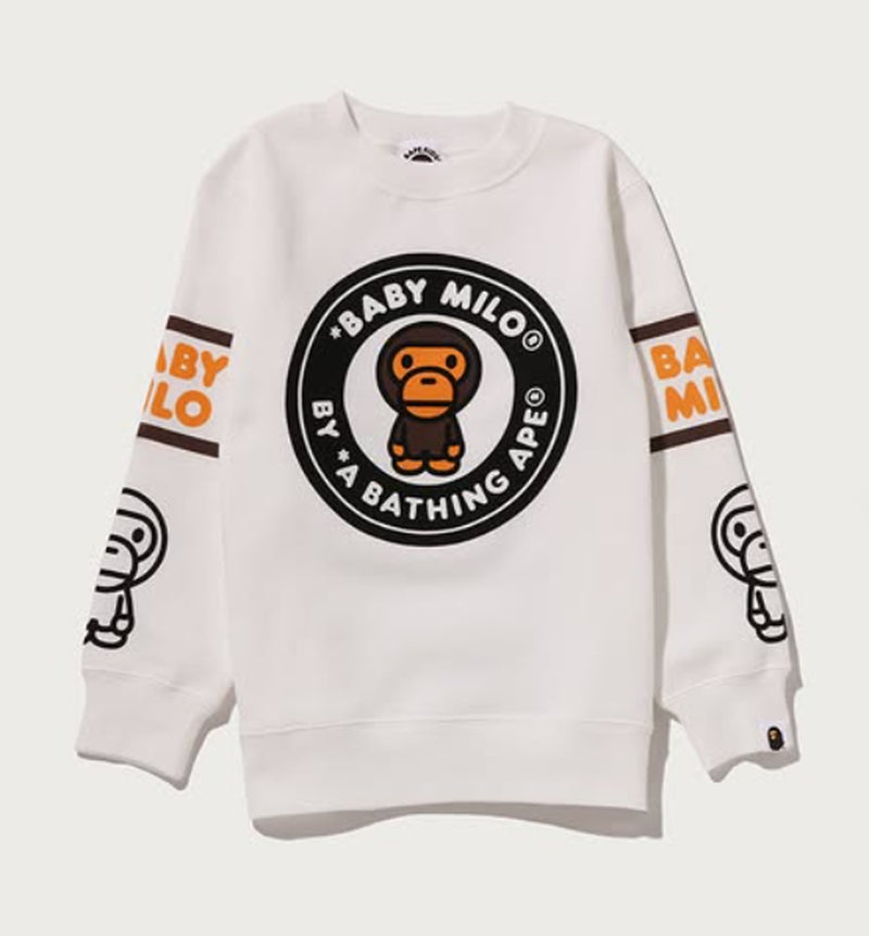 A BATHING APE BAPE KIDS MILO BUSY WORKS CREWNECK SWEAT SHIRT
