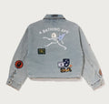 A BATHING APE Ladies' MULTI LOGO DENIM BOXY CROPPEDJACKET