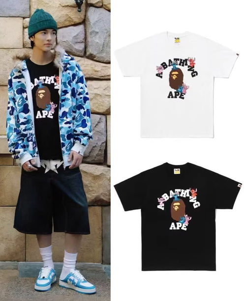 A BATHING APE BAPE x DISNEY STITCH AND FRIENDS COLLEGE TEE