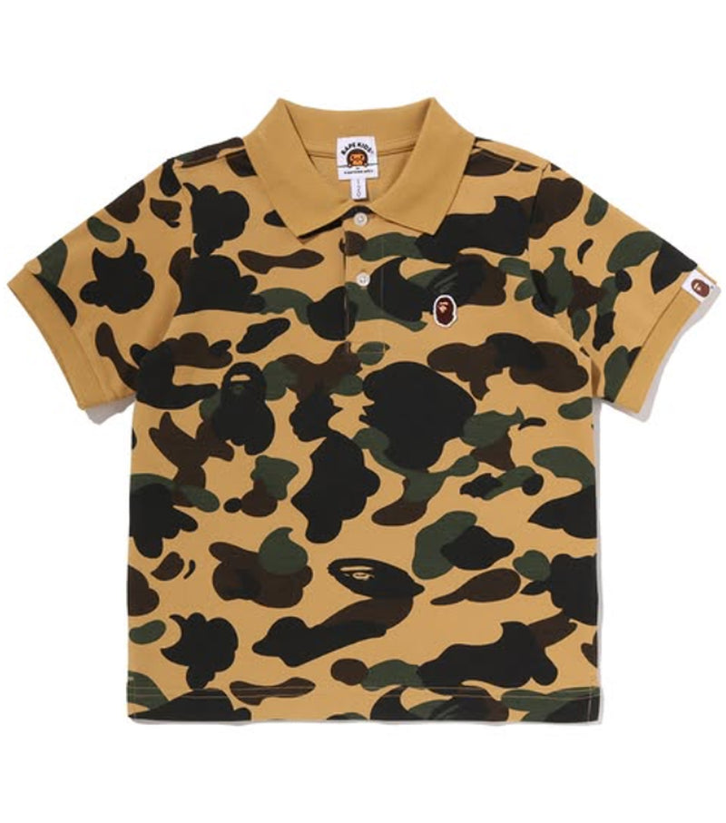 A BATHING APE BAPE KIDS 1ST CAMO ONE POINT POLO SHIRT