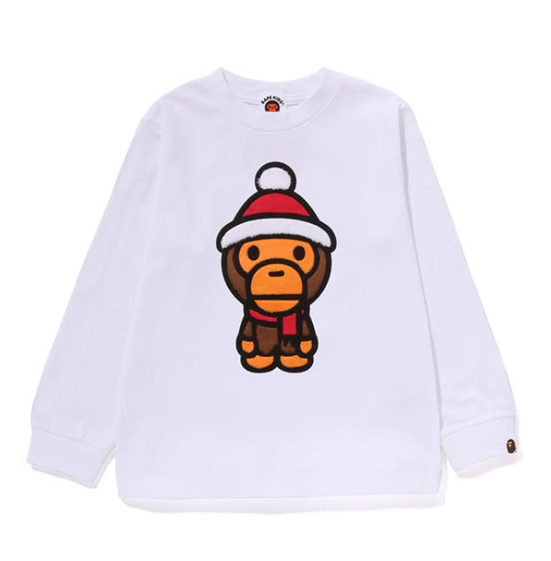 A BATHING APE BAPE KIDS BABY MILO WINTER BOA L/S TEE