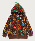 A BATHING APE BAPE KIDS MILO MULTI DINOSAURS PATTERN ZIP HOODIE