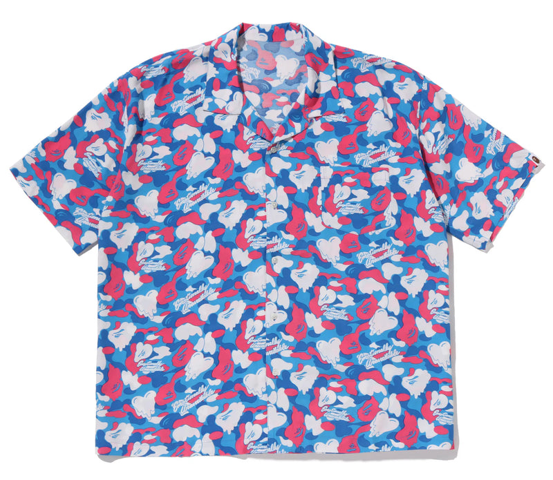 A BATHING APE BAPE x EU ( EMOTIONALY UNAVAILABLE ) OPEN COLLAR SS SHIRT