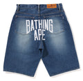 A BATHING APE NYC LOGO DENIM SHORTS