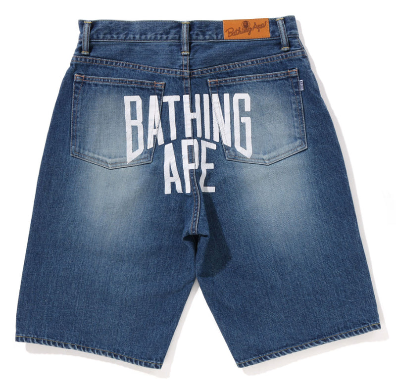 A BATHING APE NYC LOGO DENIM SHORTS