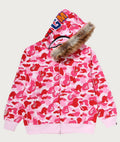 A BATHING APE ABC CAMO FUR HOOD SHARK RELAXED FIT FULL ZIP HOODIE