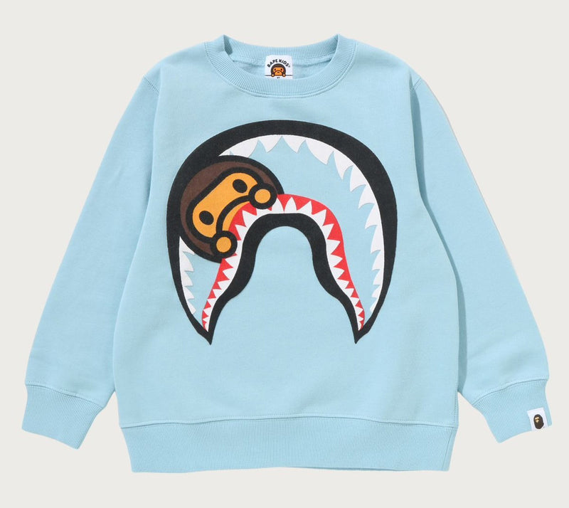A BATHING APE BAPE KIDS MILO SHARK CREWNECK SWEAT SHIRT