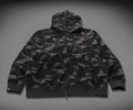 A BATHING APE BAPE x MMJ 15TH MM BAPE SKULL CAMO RELAXED FIT FULL ZIP HOODIE