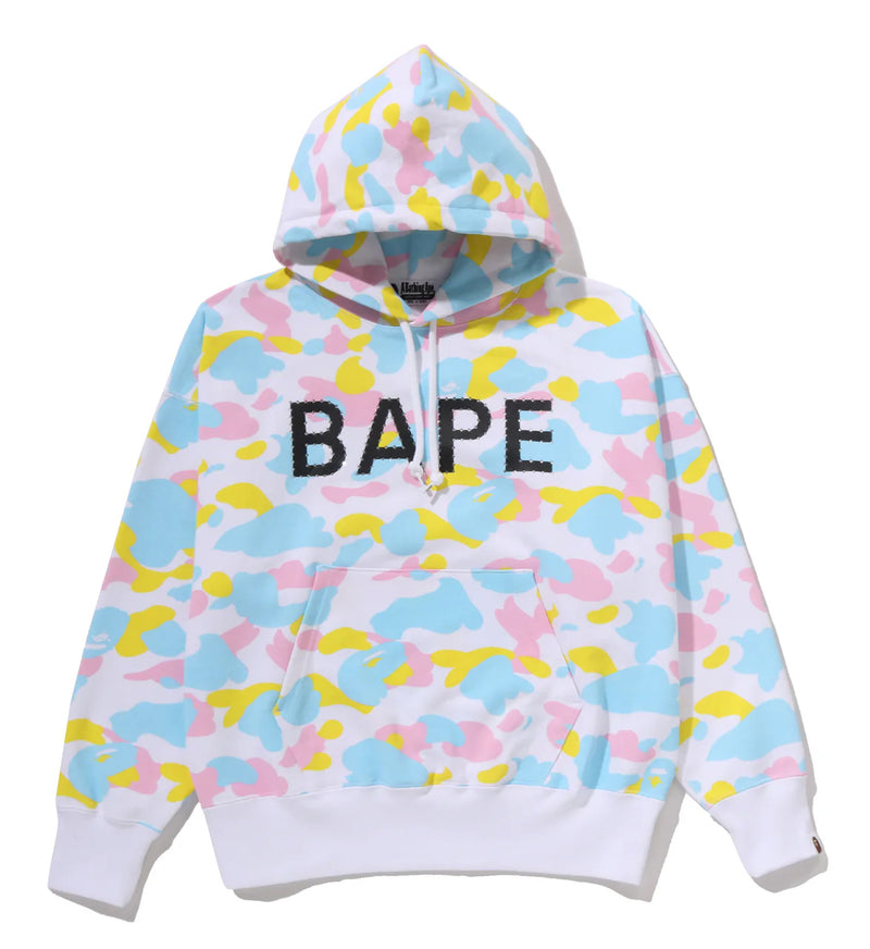 A BATHING APE Ladies' NEW MULTI CAMO LOGO OVERSIZED PULLOVER HOODIE