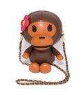 A BATHING APE Ladies' CRYSTAL STONE BABY LISA PLUSH DOLL SHOULDER BAG