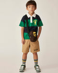 A BATHING APE BAPE KIDS COLLEGE PANEL STRIPE POLO SHIRT