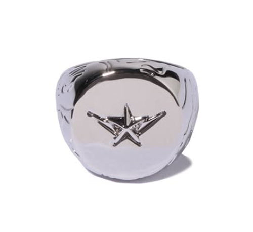 A BATHING APE LINE CAMO DEBOSSED BAPE STA SIGNET RING