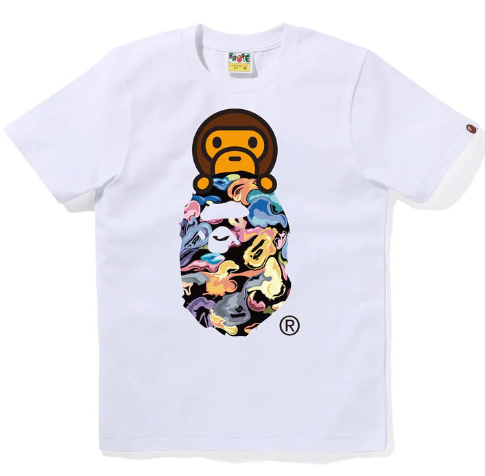 A BATHING APE Ladies' ART CAMO MILO ON APE HEAD TEE
