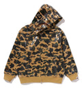 A BATHING APE 1ST CAMO SEQUIN SHARK RELAXED FIT FULL ZIP HOODIE