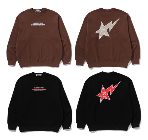 A BATHING APE BAPE SLOGAN RELAXED FIT CREWNECK SWEAT SHIRT