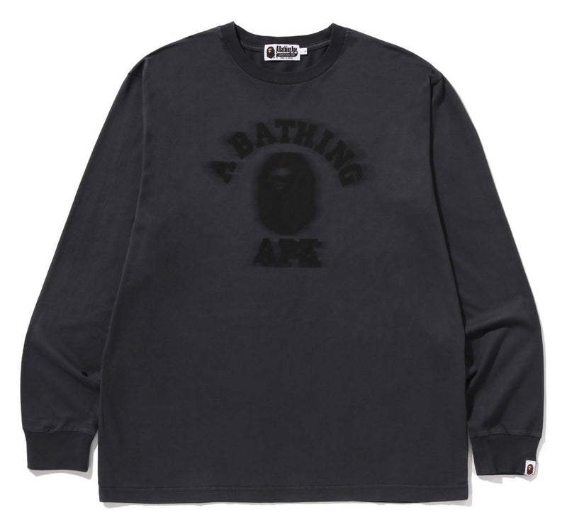 A BATHING APE GARMENT DYE COLLEGE RELAXED FIT L/S TEE