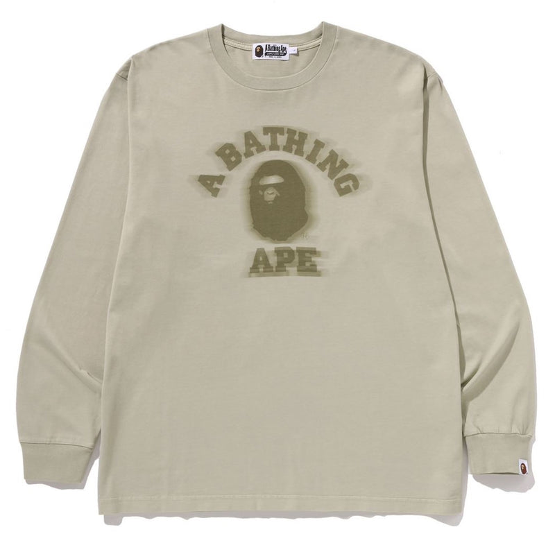 A BATHING APE GARMENT DYE COLLEGE RELAXED FIT L/S TEE