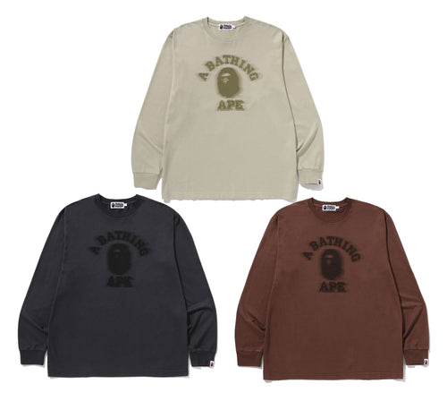A BATHING APE GARMENT DYE COLLEGE RELAXED FIT L/S TEE