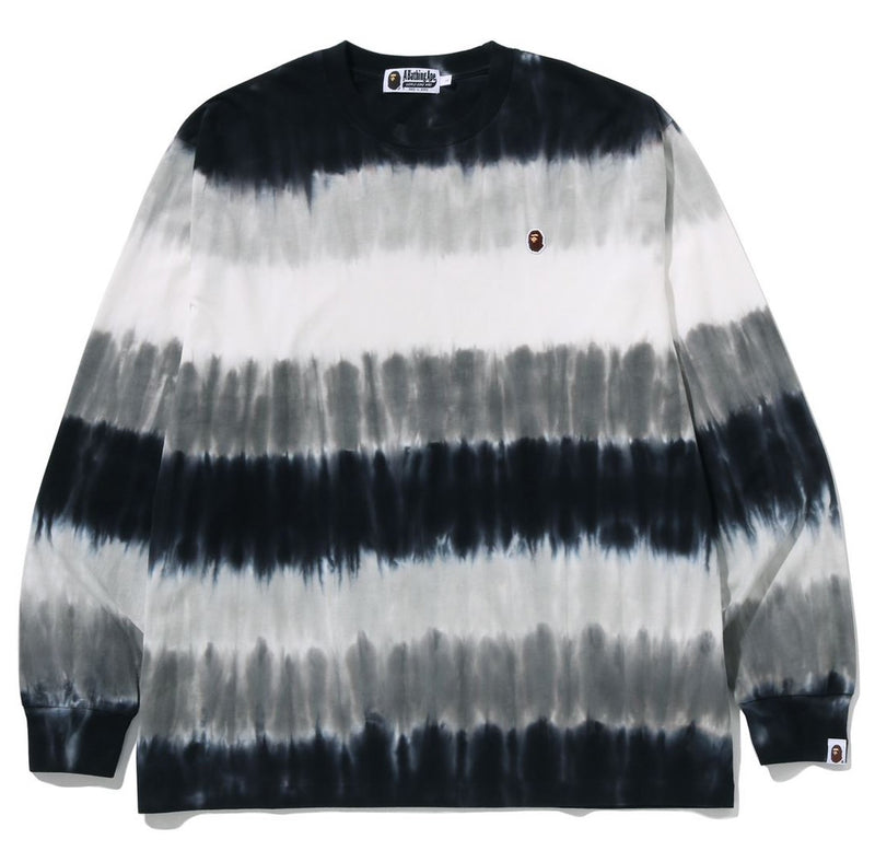 A BATHING APE DRIP STRIPE RELAXED FIT L/S TEE